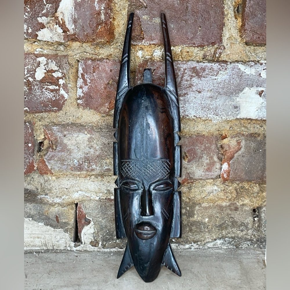 Wolof Tribal Mask Mahogany Wood Hand Carved  Senegal, West Africa Wall Art 10”